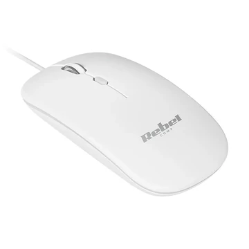 Rebel USB optikai egér, fehér színű, 1200dpi, KOM1023-W