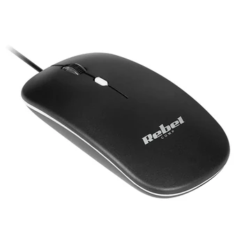 Rebel USB optikai egér, fekete színű, 1200dpi, KOM1023-B