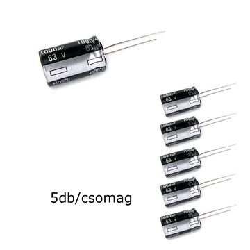 SK1000-63-105 Elektrolit kondenzátor, 1000µF/63V 105°C, Ø16x26mm, 5db/csomag