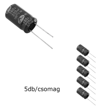 SK220-160-105 Elektrolit kondenzátor, 220µF/160V 105°C, Ø16x32mm, 5db/csomag