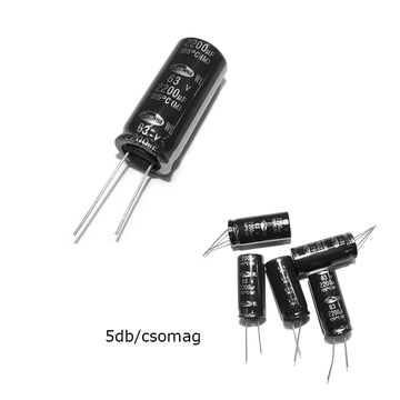 SK2200-63-105WL Elektrolit kondenzátor, 2200µF/63V 105°C, Ø18x40mm, 5db/csomag