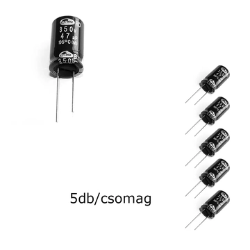 SK47-350-105 Elektrolit kondenzátor, 47µF/350V 105°C, Ø16x26mm, 5db/csomag