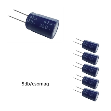 SK47-350-85 Elektrolit kondenzátor, 47µF/350V 85°C, Ø16x22mm, 5db/csomag