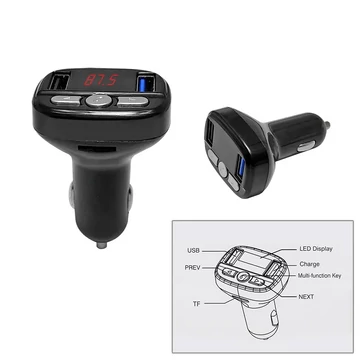 TRANS036 FM Transmitter és Dual USB töltő Bluetooth kihangosítással
