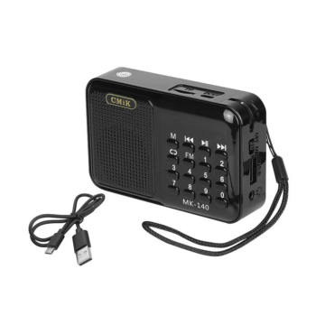 URZ2048B Hordozható zserbádió, FM/USB/MicroSD, beépített akkumulátor, fekete színű MK-140