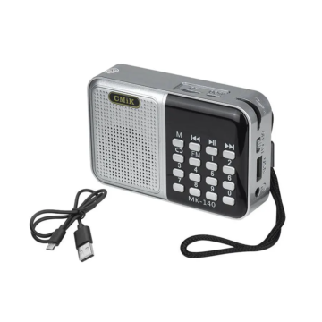 URZ2048C Hordozható zserbádió, FM/USB/MicroSD, beépített akkumulátor, ezüst színű MK-140