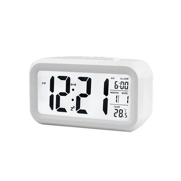 URZ3219C Ébresztőóra, dátum/hőmérséklet kijelzéssel, fehér háttérvilágítású LCD, fehér színű