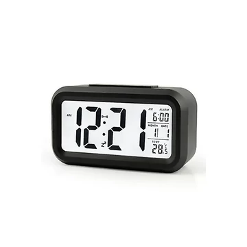 URZ3219F Ébresztőóra, dátum/hőmérséklet kijelzéssel, fehér háttérvilágítású LCD, fekete színű