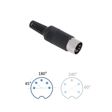 Forrasztható 5 pólusú DIN dugó 180fokos, műanyag
