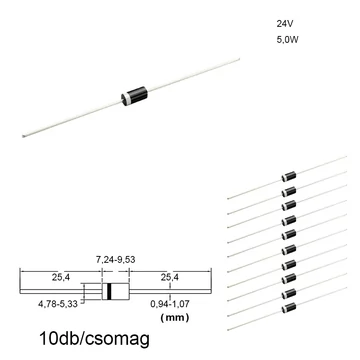 Zener dióda, 24V 5W, 1N5359B, 10db/csomag