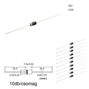 Zener dióda, 25V 5W, 1N5360B, 10db/csomag