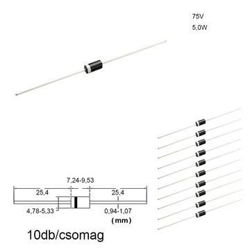 Zener dióda, 75V 5W, 1N5374B, 10db/csomag