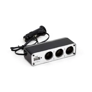 ZLA0633 Szivargyújtó elosztó, 3 aljzat és USB 500mA