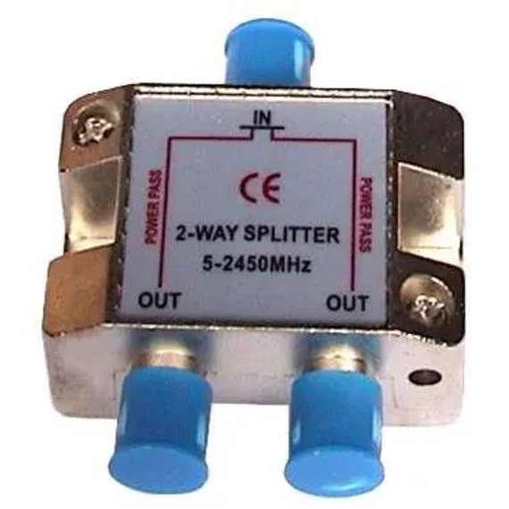 Koax kábel elosztó, splitter, F csatlakozós, 2 kimenet, 5-2450MHz