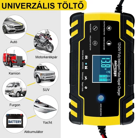 Autó akkumulátor töltő 12V/24V 8A 6Ah-150Ah Autó akkumulátor töltő 12V/24V 8A 6Ah-150Ah