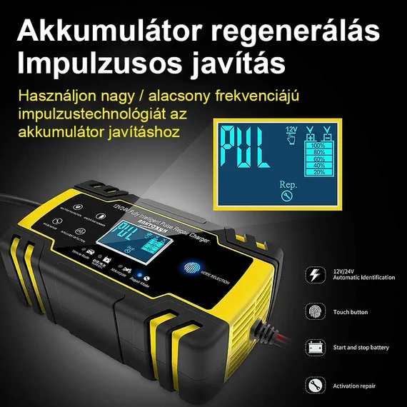 Autó akkumulátor töltő 12V/24V 8A 6Ah-150Ah Autó akkumulátor töltő 12V/24V 8A 6Ah-150Ah