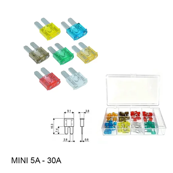MINI autós biztosíték készlet 5-30A 80db