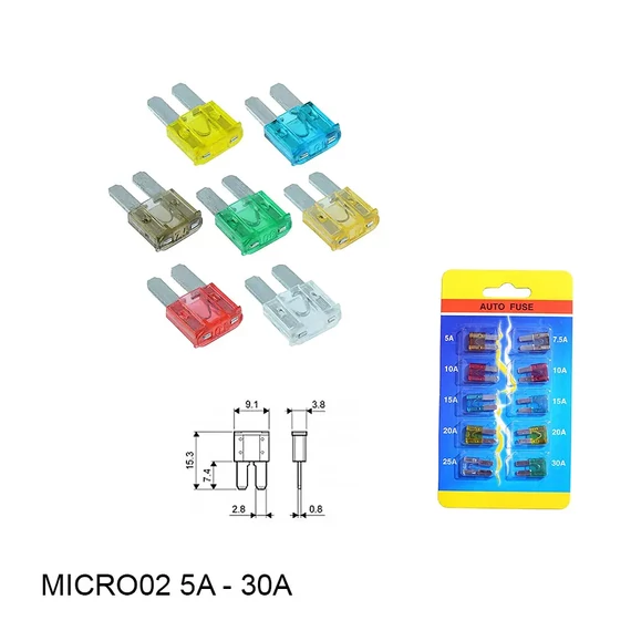 MICRO2 autós biztosíték készlet 10db