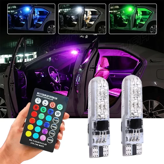 Autós T10 RGB LED izzó távirányítóval 2db/bliszter Autós T10 RGB LED izzó távirányítóval 2db/bliszter