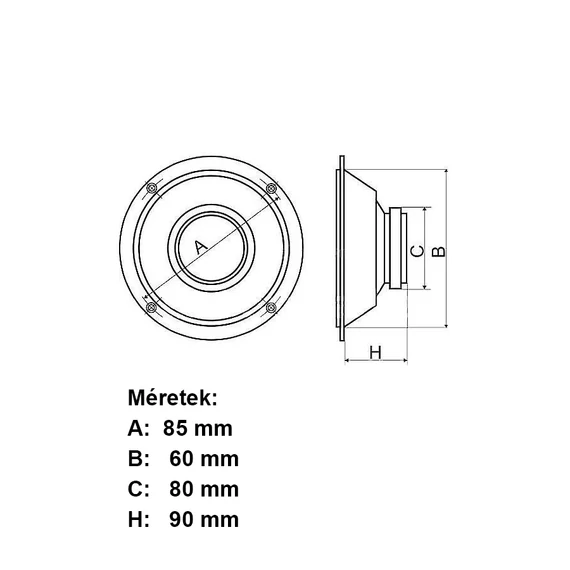 F23 DIBEISI Magassugárzó, dinamikus, 8Ohm 30W F23 DIBEISI Magassugárzó, dinamikus, 8Ohm 30W