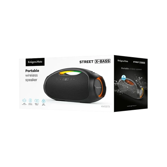 KM0572 Krüger&Matz Street X-BASS Bluetooth hangszóró, fekete színű 60W