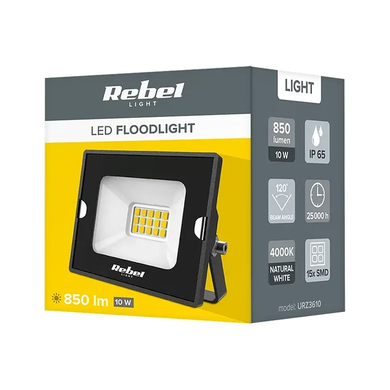 Kültéri LED Reflektor 10W, 4000k, 850lm, 230V, Rebel Light