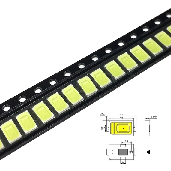 LED-SMD015 SMD LED dióda 5730 3V 60mA 6500K (TV háttérvilágítás) 5db/cs.