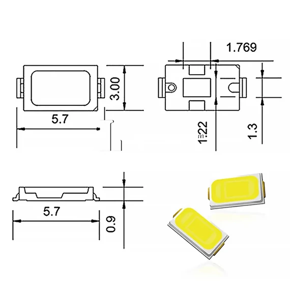 LED-SMD016 SMD LED dióda 5730 3V 60mA 3200K (TV háttérvilágítás) 5db/cs. LED-SMD016 SMD LED dióda 5730 3V 60mA 3200K (TV háttérvilágítás) 5db/cs.