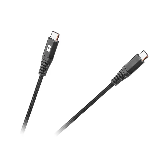 RB-6003-100-B USB Adatkábel, Type-C dugó-Type-C dugó, szövet borítással,1m REBEL