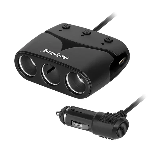 Szivargyújtó elosztó 3 aljzat + 2x USB