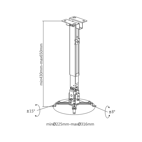 UCH0101-1 CABLETECH Mennyezeti és falitartó projektorhoz, max. 20kg UCH0101-1 CABLETECH Mennyezeti és falitartó projektorhoz, max. 20kg