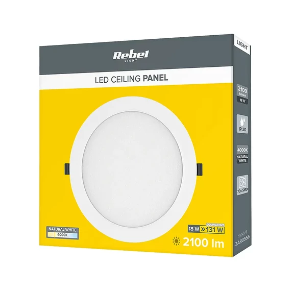 ZAR0556 Mennyezeti panel LED lámpa, 222mm, 18W 2100lm 4000K 230V