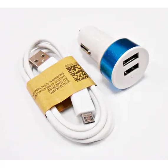 KM0018A Szivargyújtó töltő DUAL USB 2,1A+1A micro USB kábellel