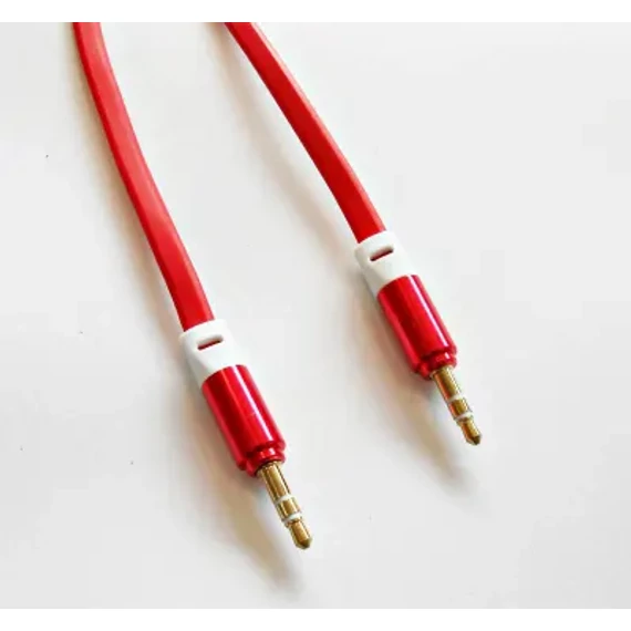KPO2743R-L 3,5mm jack kábel, lapos piros színű 1m