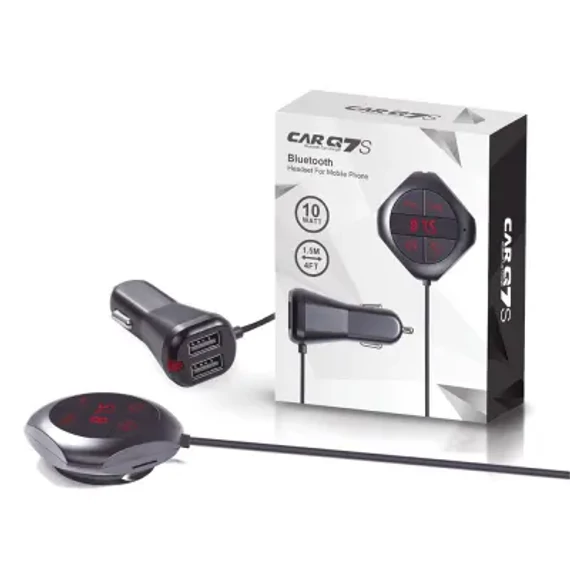 TRANS021 FM Transmitter és USB töltő Bluetooth kihangosítással, 7Q