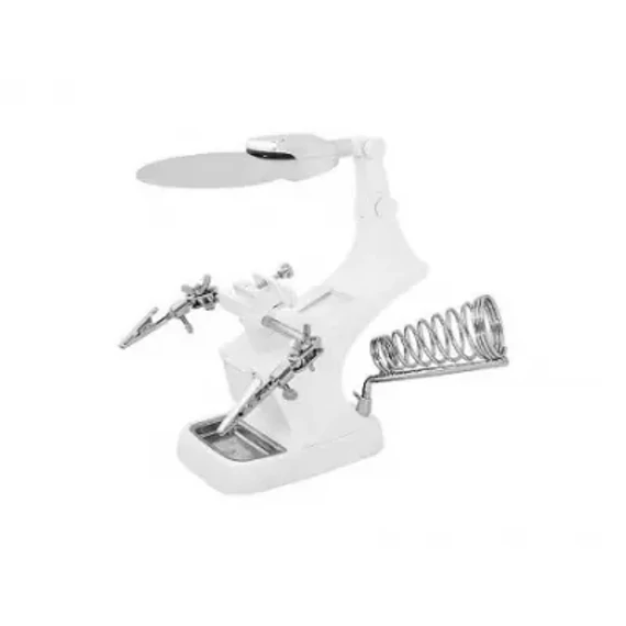 NAR0150B Asztali nagyító LED világítással, csipesszel és pákatartóval USB