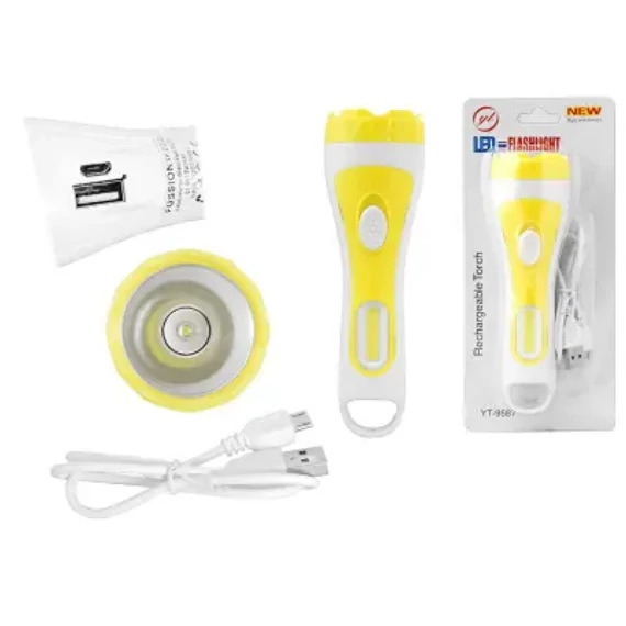 URZ0901E Tölthető elemlámpa, 1500mAh akku. 5W COB LED+1LED, fehér/sárga