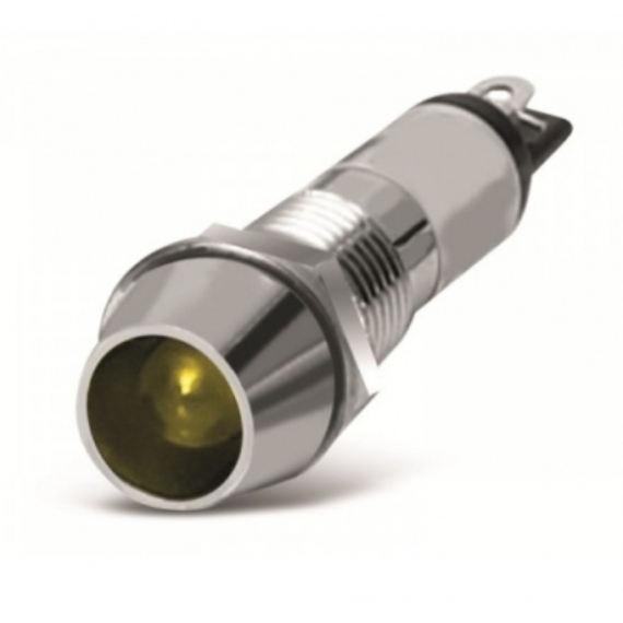 PRK1020 Beépíthető LED visszajelző, fém 8mm 24V DC, sárga színű