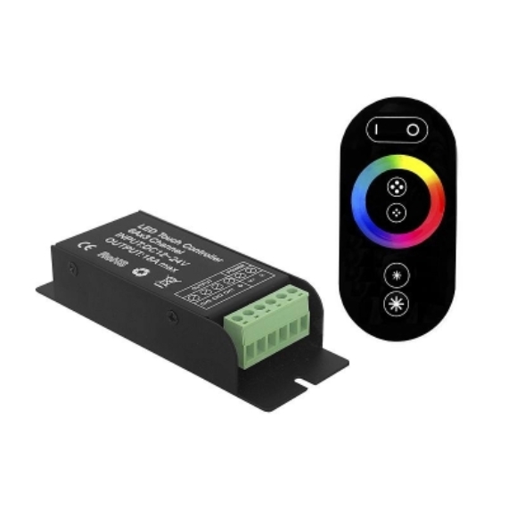 URZ0033D RGB LED kontroller, rádiófrekvenciás, érintőgombos távirányítóval
