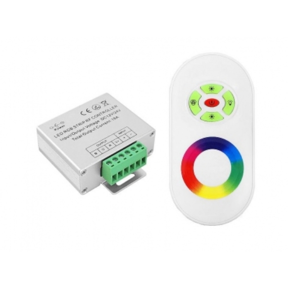 URZ0033E RGB LED kontroller, rádiófrekvenciás, érintőgombos távirányítóval