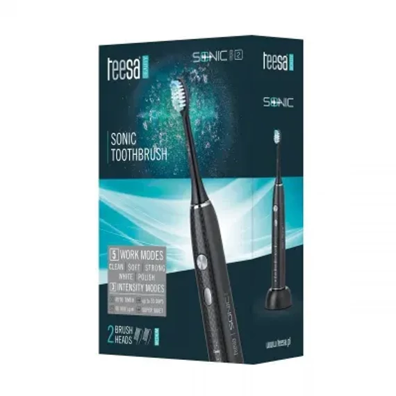 TSA8015P Elektromos fogkefe, 5 funkció, 2 fej TEESA SONIC BLACK 2