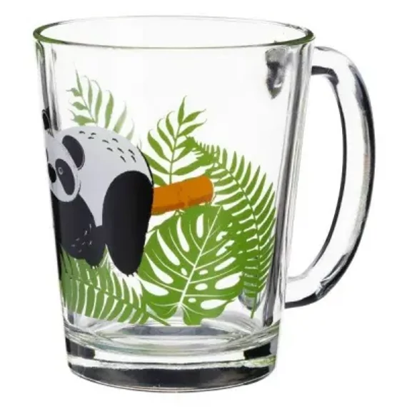 KP012 Panda mintás üveg bögre, 300ml