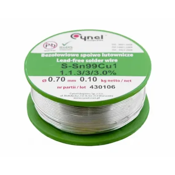 LUT0105A-100 Forrasztó cin 0,70mm, 100g Sn99,3Cu0,7