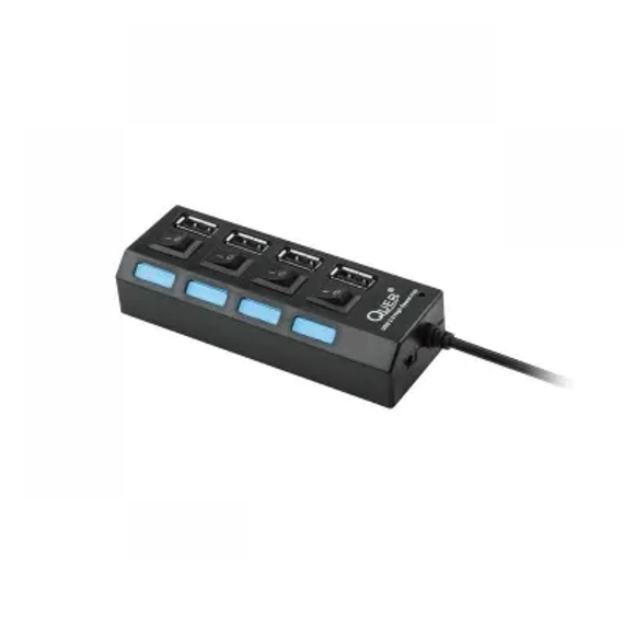 KOM0752  4 portos USB HUB, kapcsolható, fekete színű