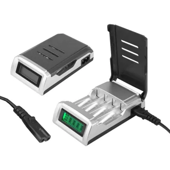 BAT2010A Akkumulátor töltő, NI-Cd, Ni-MH 4xAA/4xAAA 1,2V LCD kijelzővel
