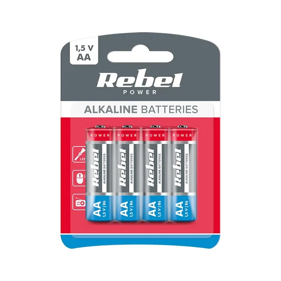 BAT0061B Alkáli elem REBEL AA LR06 4db/bliszter