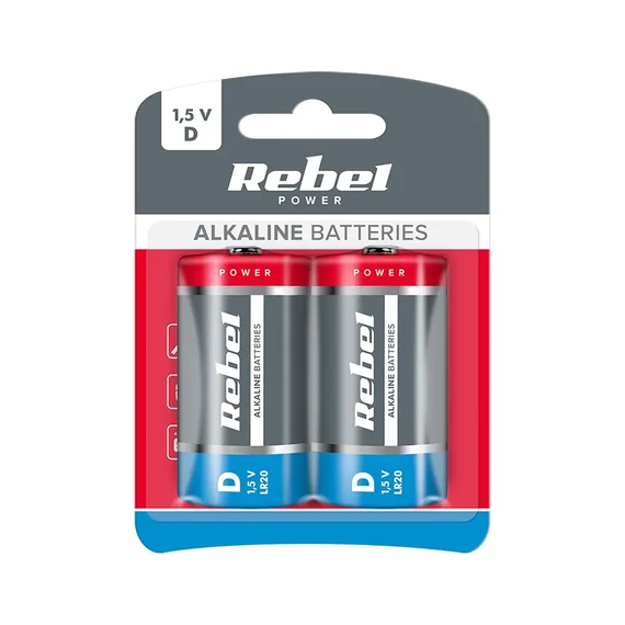 BAT0064B Alkáli elem REBEL LR20 (D) 2db/bliszter