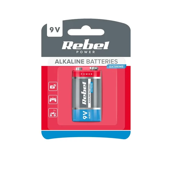 BAT0092B Alkáli elem REBEL EXTREME 6LR61 9V 1db/bliszter
