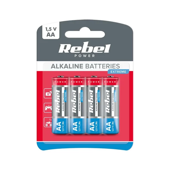 BAT0097B Alkáli elem REBEL EXTREME AA LR06 4db/bl. termékdíj fizetve