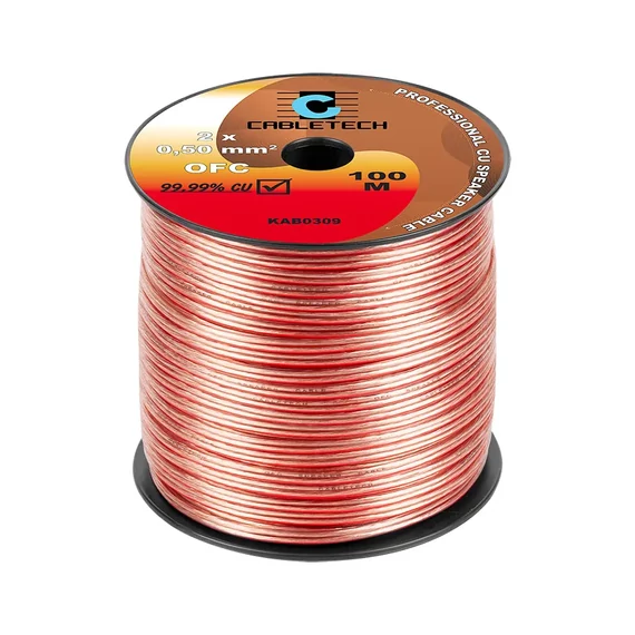 KAB0309 Réz hangszórókábel, transzparens 2x0,5mm2 OFC